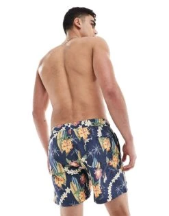 Jack & Jones Intelligence Swim Shorts In Navy Floral Print For Men Sky Captain -Men Style Shop 204390409 4