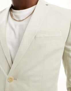 Jack & Jones Premium Slim Fit Suit Jacket In Cream For Men Moonstruck -Men Style Shop 204390820 3