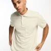 Jack & Jones Premium Textured Polo With Pocket In Beige For Men Moonstruck