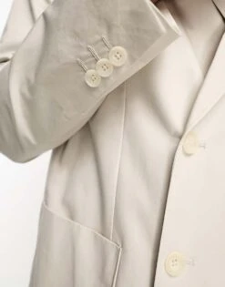 Jack & Jones Premium Relaxed Fit Double Breasted Suit Jacket In Cream For Men Tofu -Men Style Shop 204391403 4