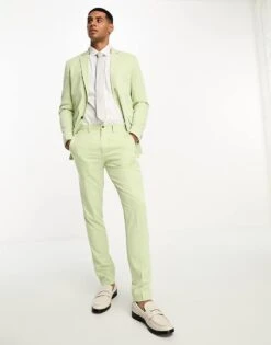 Jack & Jones Premium Slim Fit Suit Jacket In Mint For Men Celadon Green -Men Style Shop 204391410 4