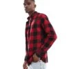 Jack & Jones Essentials Brushed Check Shirt In Black And Red For Men Brick Red