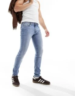 Jack & Jones Essentials Liam Skinny Fit Jean In Light Wash Blue For Men Blue Denim -Men Style Shop 204718561 5