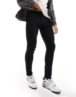 Jack & Jones Essentials Liam Skinny Fit Jean In Black For Men Black Denim -Men Style Shop 204718674 4