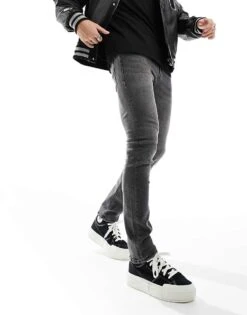 Jack & Jones Liam Skinny Jeans In Grey For Men Black Denim -Men Style Shop 204781971 1 blackdenim 1