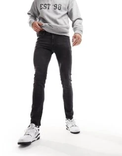 Jack & Jones Liam Skinny Jeans In Washed Black For Men