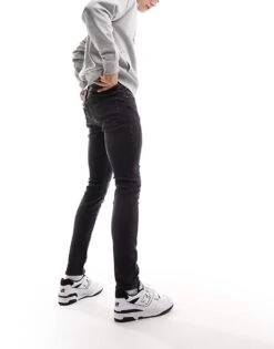 Jack & Jones Liam Skinny Jeans In Washed Black For Men -Men Style Shop 204782391 3