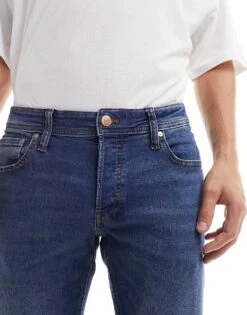 Jack & Jones Glenn Slim Jeans In Mid Blue For Men -Men Style Shop 204782449 3