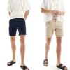 Jack & Jones 2 Pack Chino Shorts In Navy And Tan For Men Navy Blazer/oxford T