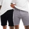 Jack & Jones 2 Pack Chino Shorts In Grey And Black For Men High Rise / Black