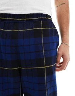 Jack & Jones Brushed Check Bottoms In Blue For Men Blue Depths -Men Style Shop 204913632 3