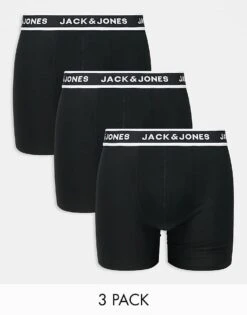 Jack & Jones 3 Pack Long Trunks In Black For Men