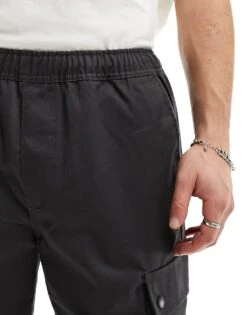 Jack & Jones Wide Leg Tapered Drawstring Cargo Trouser In Grey For Men Asphalt -Men Style Shop 204955736 5