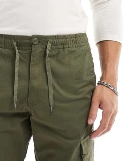 Jack & Jones Tapered Cuffed Cargo In Dark Green For Men Olive Night -Men Style Shop 204955773 4