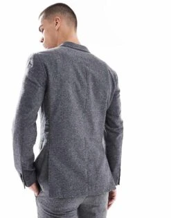 Jack & Jones Premium Slim Fit Suit Jacket In Grey Nepp For Men -Men Style Shop 204955838 3