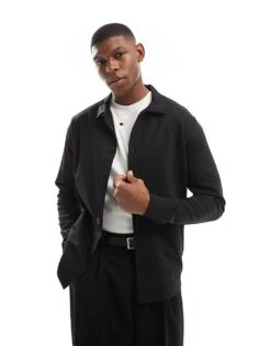 Jack & Jones Premium Slim Jersey Jacket In Black For Men -Men Style Shop 204956068 1 black 1