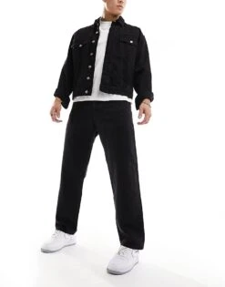 Jack & Jones Alex Baggy Fit Rigid Jeans In Black For Men Black Denim -Men Style Shop 204956102 4