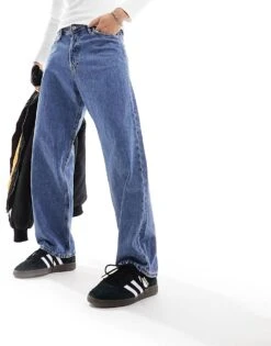 Jack & Jones Eddie Loose Fit Rigid Jeans In Mid Wash Blue For Men Blue Denim -Men Style Shop 204956403 1 bluedenim 1