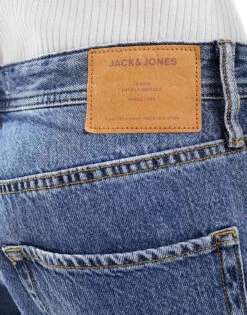 Jack & Jones Eddie Loose Fit Rigid Jeans In Mid Wash Blue For Men Blue Denim -Men Style Shop 204956403 4