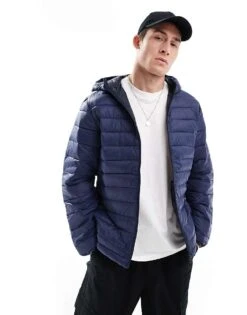 Jack & Jones Puffer Jacket With Hood In Navy For Men -Men Style Shop 205199866 1 navy 1