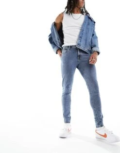 Jack & Jones Pete Tapered Jeans In Mid Blue For Men -Men Style Shop 205485473 3