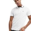 Jack & Jones Essentials Slim Fit Tipped Pique Logo Polo In White For Men