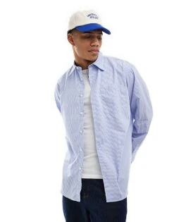 Jack & Jones Oversized Cotton Poplin Shirt In Blue Stripe For Men Dazzling Blue -Men Style Shop 205683731 1 dazzlingblue 1