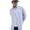 Jack & Jones Oversized Cotton Poplin Shirt In Blue Stripe For Men Dazzling Blue