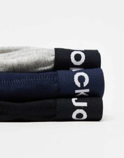 Jack & Jones 3 Pack Trunks In Multi Grey With Logo Waistband For Men Black Blue Nights -Men Style Shop 205685122 3
