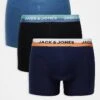 Jack & Jones 3 Pack Trunks In Multi Blue With Logo Waistband For Men Black Navy Blazer -Men Style Shop 205685456 1 blacknavyblazer