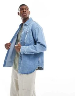 Jack & Jones Oversized Denim Overshirt In Blue Wash For Men -Men Style Shop 205695941 1 blue 1