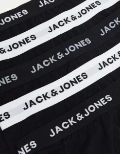 Jack & Jones 5 Pack Trunks In Black And White With Logo Waistband For Men Black And White Wb -Men Style Shop 205697963 3
