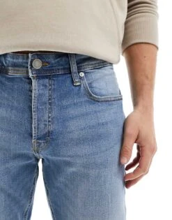 Jack & Jones Glenn Slim Leg Jeans In Light Wash Denim For Men Blue Denim -Men Style Shop 205701151 5