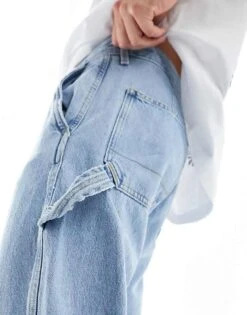 Jack & Jones Eddie Loose Fit Carpenter Jeans In Light Blue Wash For Men Blue Denim -Men Style Shop 205701226 3