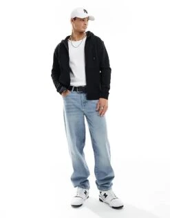 Jack & Jones Oversized Zip Through Hoodie In Black For Men -Men Style Shop 205701299 2