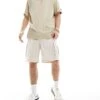 Jack & Jones Loose Cargo Short In Off White For Men Moonbeam