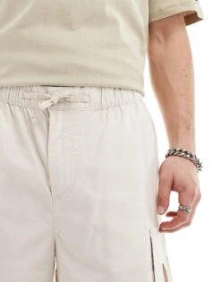 Jack & Jones Loose Cargo Short In Off White For Men Moonbeam -Men Style Shop 205761039 2