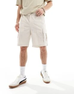 Jack & Jones Loose Cargo Short In Off White For Men Moonbeam -Men Style Shop 205761039 3