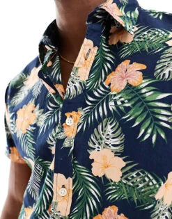 Jack & Jones Floral Shirt In Navy For Men Navy Blazer -Men Style Shop 205761078 3