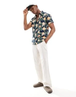 Jack & Jones Floral Shirt In Navy For Men Navy Blazer -Men Style Shop 205761078 4