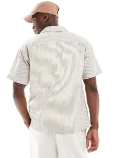 Jack & Jones Seersucker Shirt With Revere Collar In Beige For Men Crockery -Men Style Shop 205761146 2