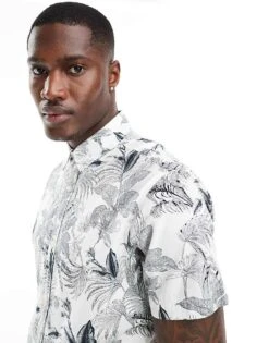 Jack & Jones Jack & Floral Shirt In Grey For Men Asphalt -Men Style Shop 205761269 1 asphalt 1
