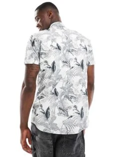 Jack & Jones Jack & Floral Shirt In Grey For Men Asphalt -Men Style Shop 205761269 2