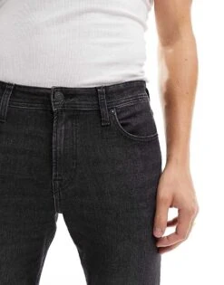 Jack & Jones Mike Tapered Jeans In Washed Black For Men Black Denim -Men Style Shop 205761370 4