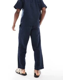 Jack & Jones Co-ord Seersucker Trouser With In Navy For Men Navy Blazer -Men Style Shop 205761627 3