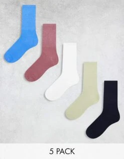 Jack & Jones 5 Pack Sports Socks In Multicolour For Men Mesa Rose -Men Style Shop 205761746 1 mesarose 1