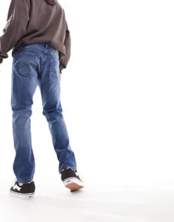 Jack & Jones Mike Tapered Jeans In Mid Blue For Men Blue Denim -Men Style Shop 205761778 3