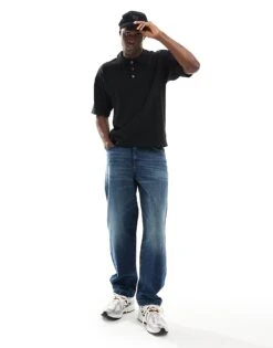 Jack & Jones Knitted Oversize Polo In Black For Men -Men Style Shop 205764496 2