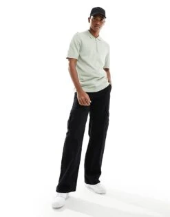 Jack & Jones Knitted Polo With Zip In Mint For Men Desert Sage -Men Style Shop 205764536 3