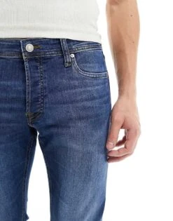Jack & Jones Glenn Slim Jean In Mid Blue Wash For Men Blue Denim -Men Style Shop 205883895 5